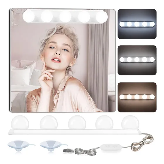 Luces De Espejo De Tocador Con 5 Bombillas Led Para Cuartos