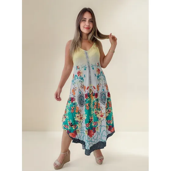 Vestido Feminino Indiano Alça Trapézio Plus Size-cod.1017d