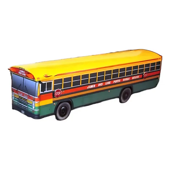 Miniatura De Papel 3d - Ônibus De Belize - Imprimir E Montar