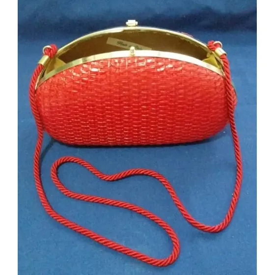 Cartera Roja Mimbre 24 Cm Ancho