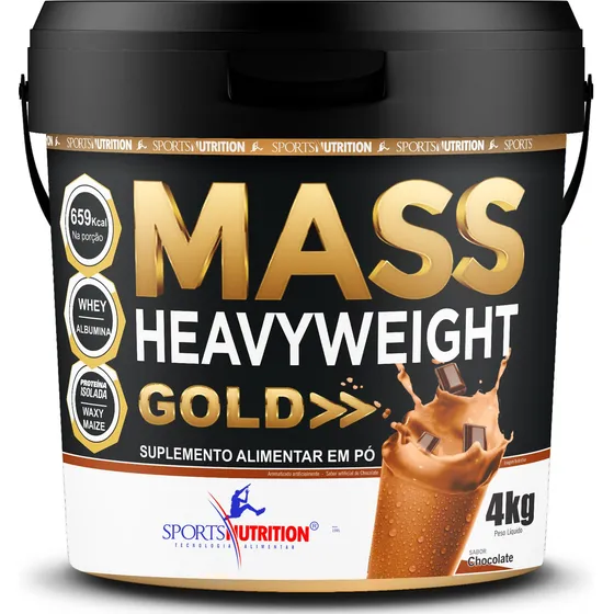 Balde Do Hipercalórico Mass Heavyweight Com Whey Isolado E Insumos Importados 4kg - Sabor: Chocolate