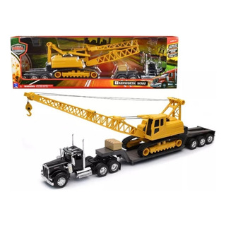 New Ray 1:32 Kenworth W900 Lowboy Con Grua Construcción New Ray 1:32 Kenworth W900 Lowboy Con Grua Construcción