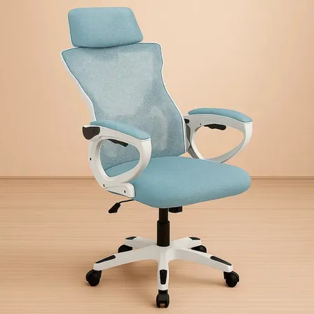 Silla Oficina Escritorio Pc Regulable Ergonomica Reclinable Basculante Rd Apoyacabeza Color Celeste