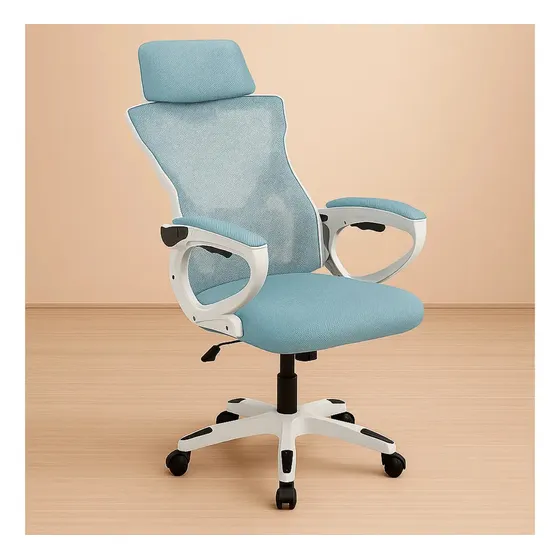 Silla Oficina Escritorio Pc Regulable Ergonomica Reclinable Basculante Rd Apoyacabeza Color Celeste
