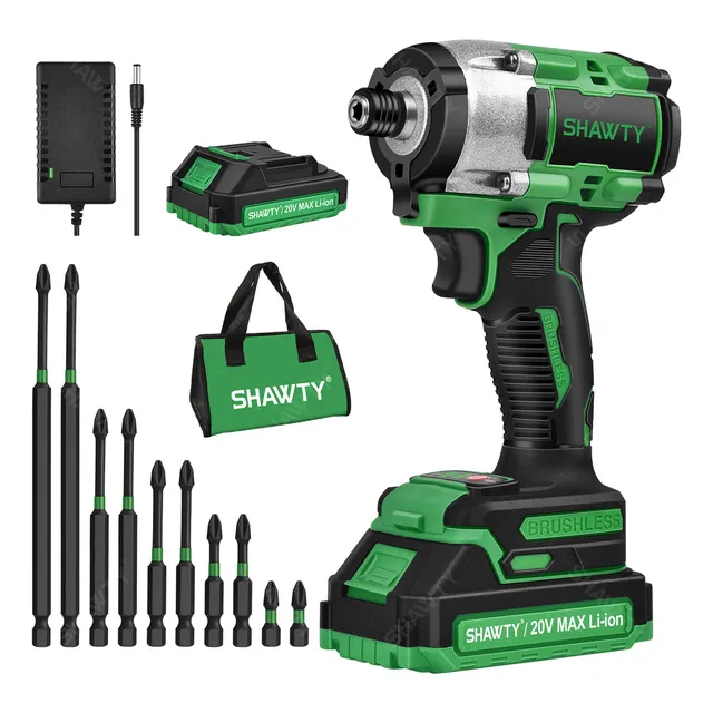 Atornillador de Impacto Inalámbrico SHAWTY® 20V 320Nm 2400 RPM, Con 10 Accesorios y Juegos De Herramientas -Herramienta Eléctrica de Alta Velocidad y Durabilidad