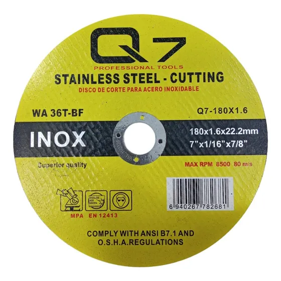 Disco De Corte Para Acero Inoxidable Q7 7 PLG X 1/ 16x7 /8