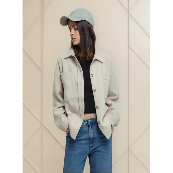 Chaqueta Para Mujer Marca Ostu Color Ivory En Viscosa #4008
