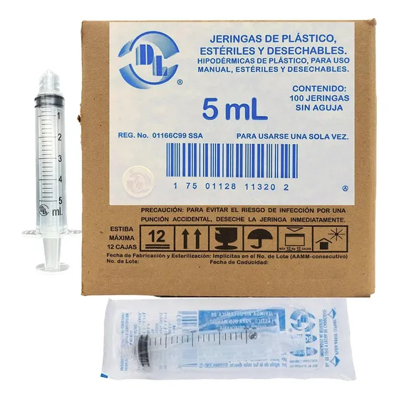 Caja De 100 Jeringas Dl 5 Ml Sin Aguja