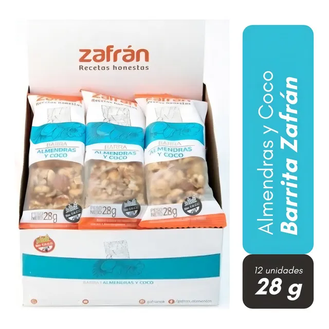 Zafran Barrita De Almendra Y Coco Sin Tacc Pack X 12 Unid