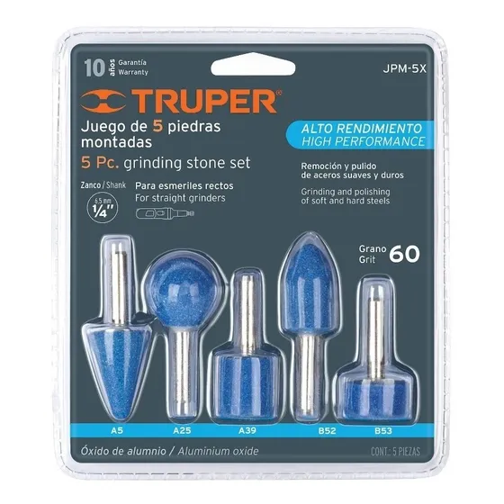 Piedras Abrasivas P/dremel 1/4 G60 Alto Rend 5pzas Truper