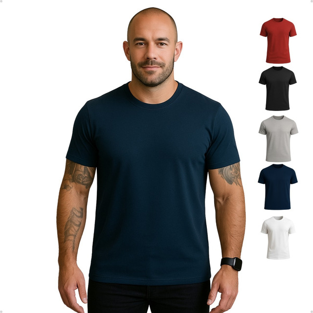 Kit 5 Camisetas Básicas Masculina Dry Fit Lisa Tradicional Kit 5 Camisetas Básicas Masculina Dry Fit Lisa Tradicional
