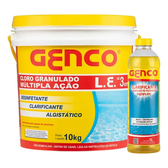 Genco Cloro Múltipla Ação 3 Em 1 10kg + Genfloc 1l De Brinde