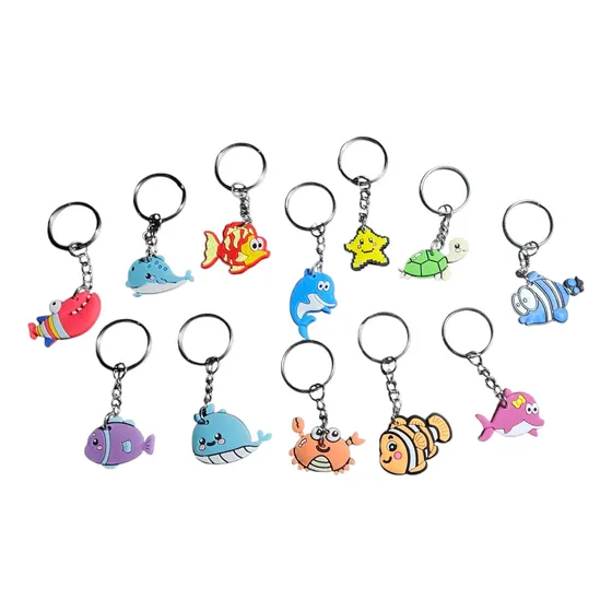 Sorpresas Llaveros Animales Marinos × 12 Cotillón Cumpleaños Multicolor