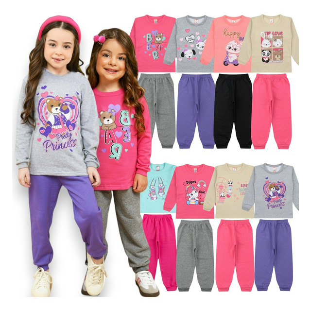 Kit 10 Peças Moletom Infantil Feminino Inverno Menina 1 A 8 Kit 10 Peças Moletom Infantil Feminino Inverno Menina 1 A 8