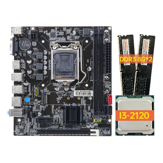 Kit De Placa Madre Mougol B75, Cpu Intel I3-2120+16 Gb De Ra