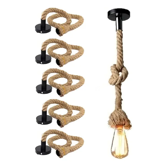 Pack X5 Lampara Colgante Vintage Lamparas Rusticas Soquete Estructura Marrón / lámpara colgante vintage E27 - 2022