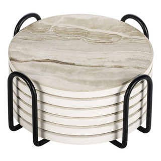 Posavasos De Cerámica De 6 Piezas Con Soporte Para Proteger Posavasos De Cerámica De 6 Piezas Con Soporte Para Proteger