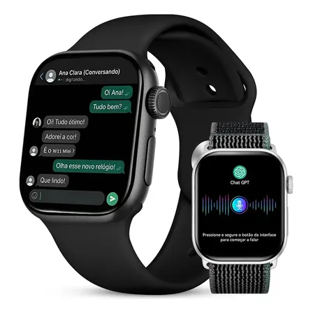 Smartwatch Aurafit A11c Tela 2,02  Liga De Zinco Preto Mesh