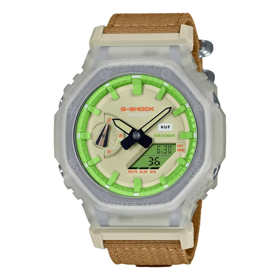 Reloj Hombre G-shock Ga-2100huf-5adr Edicion Limitada /jordy Café Transparente Verde