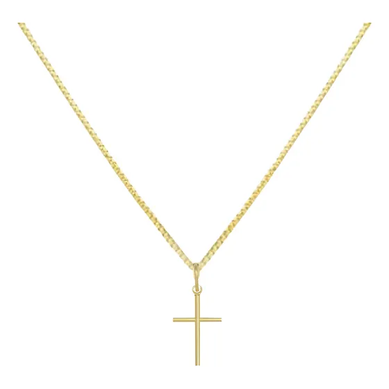 Colar Com Pingente Cruz Crucifixo Banhada A Ouro 18k Cor Cruz Palito