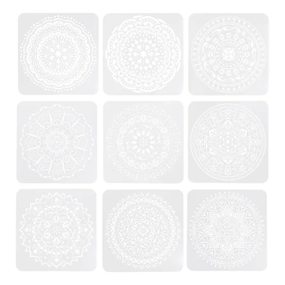 Plantilla De Mandala Para Pintura En Aerosol, 9 Hojas