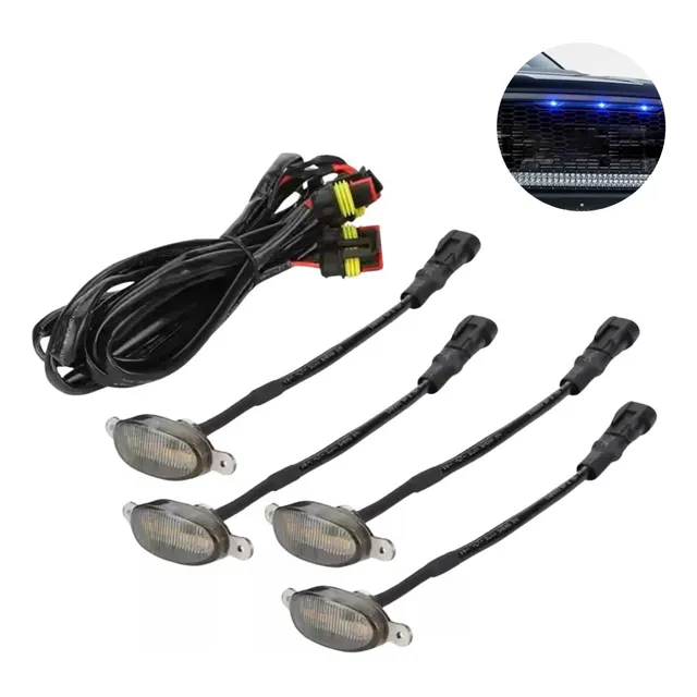 Kit Led De Parrilla  Policial Azul Y Rojo  Con Control  4pcs