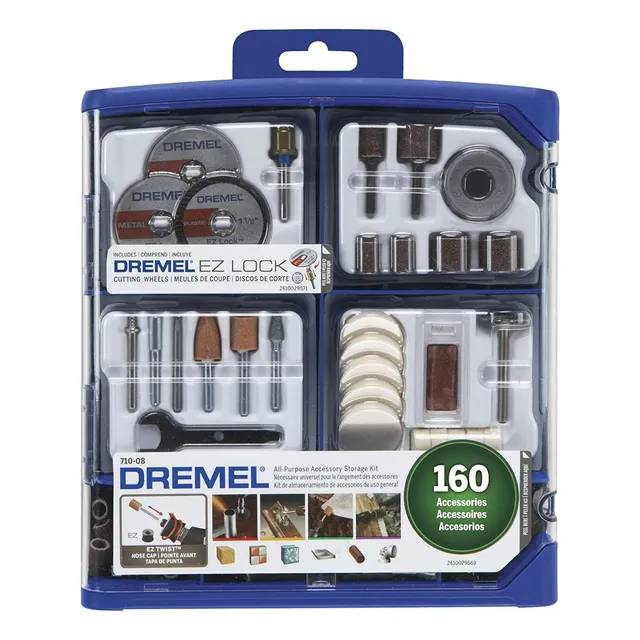 Dremel 710-08 Kit 160 Piezas Mototool Corta Lija Pule Talla Frecuencia Variado