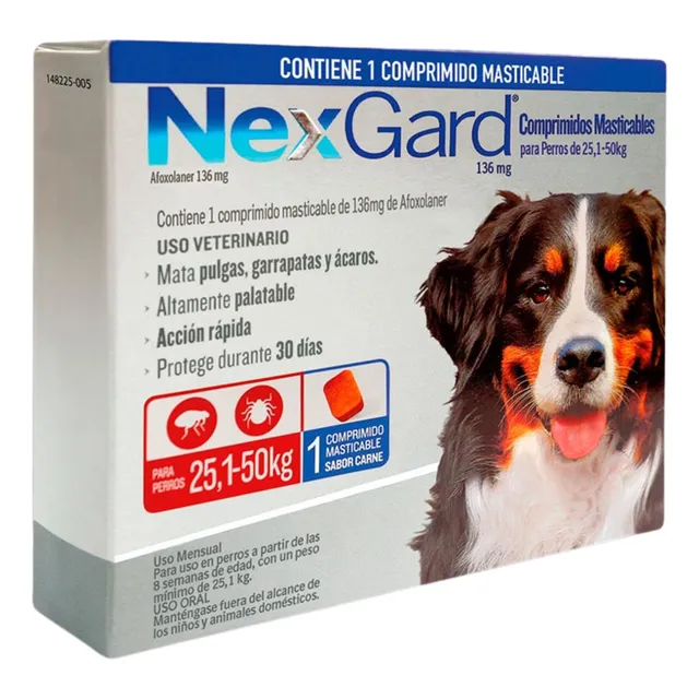 Antipulgas, Garrapatas Perros. Nexgard 25.1-50kg.despacho