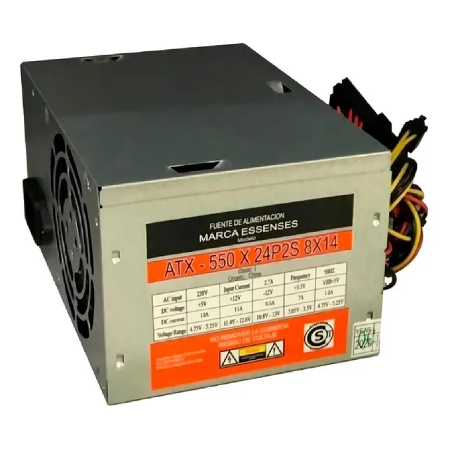 Fuente de alimentación para PC Essenses ATX-550 550W plateado 220V C/CABLE POWER