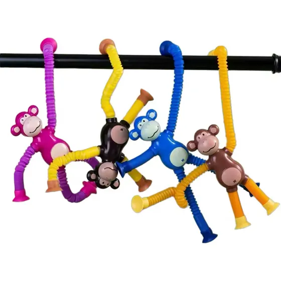 Monos Estirables Tubos Pop Con Ventosa Juego Sensorial Niños Color Multicolor