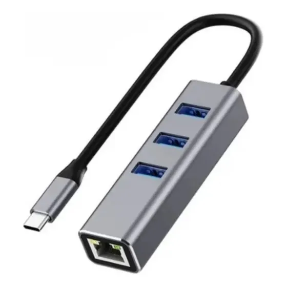 Hub Adaptador Tipo C 3 Puertos Usb Rj45
