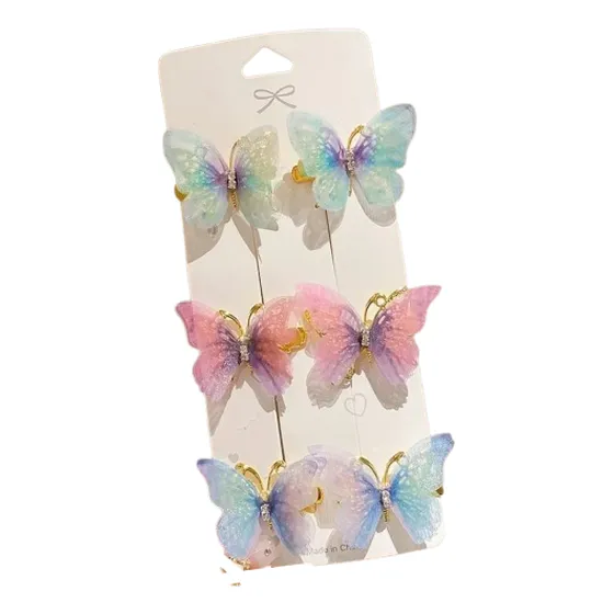 Set 6 Pinzas Ganchos Caimanes Pelo Mariposa Niña Mujer