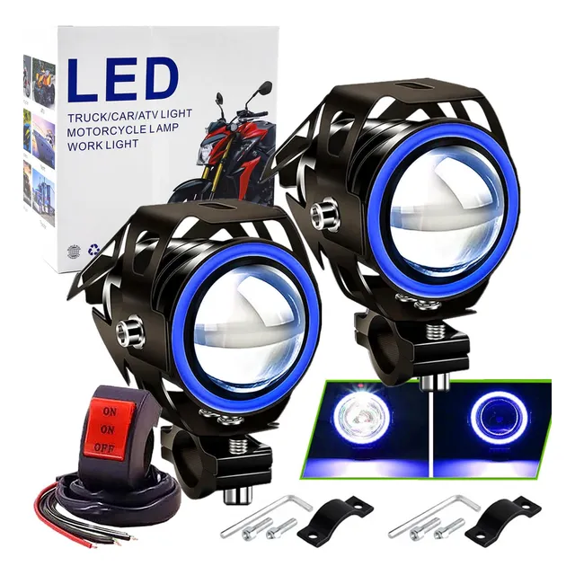 Faro Ojo Angel Led Luz Auxiliar U7 Lupa Demonio Moto, 2 Pzas