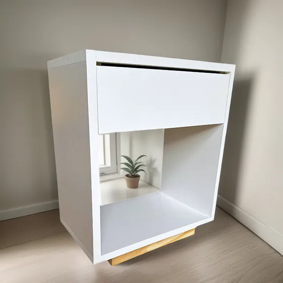 Mesa De Luz De 1 Cajón Moderna En Melamina Mesita Dormitorio