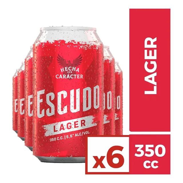 Pack 6 Cerveza Escudo Lata 350cc