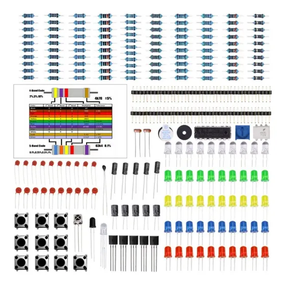 Kit Basico Electronica Zumbador Resistencia Led Condensador