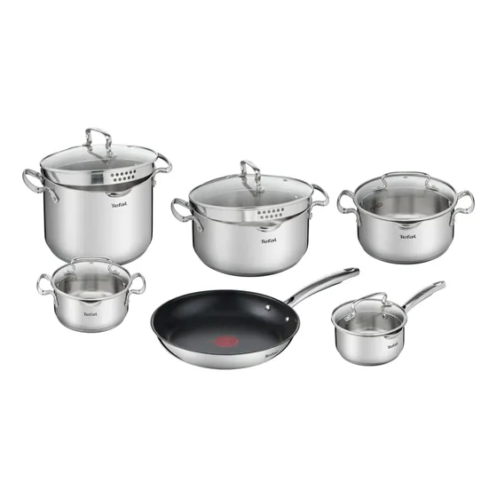 Batería De Cocina 11 Piezas Duetto Color Plateado