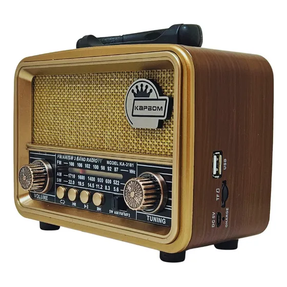 Radio Radinho Retro Estilo Antigo Madeira Am Fm Com Antena