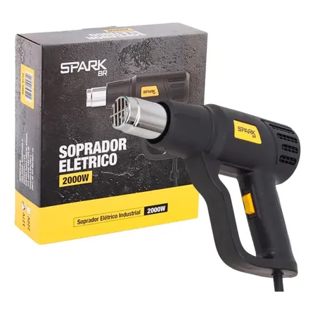 Soprador Térmico Profissional Spark Br 2000w Para Envelopamento 2 Estágios 600° Graus Ar Quente Preto 220v
