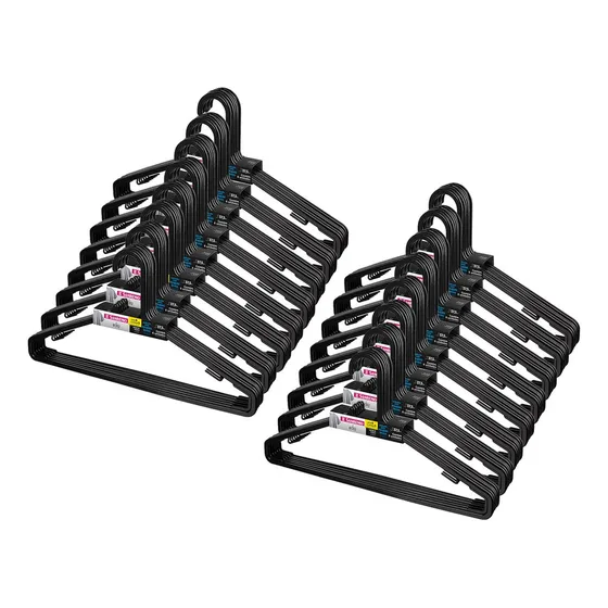 Perchas Plásticas Adultos Resistentes Pack X96 Unid Sanremo Color Negro