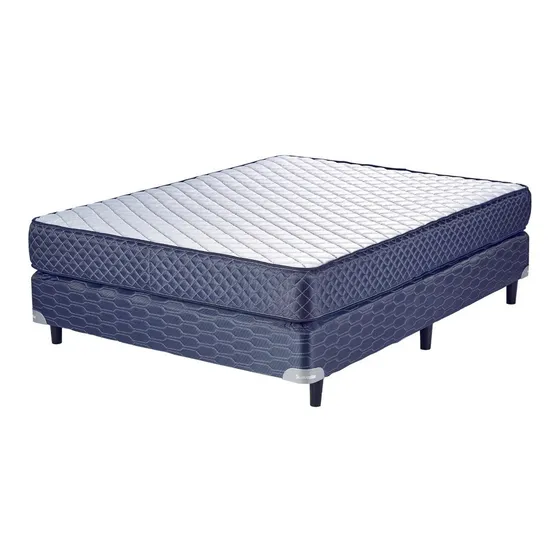 Suavestar Lujo sommier y colchon 2 1/2 plazas 140x190 alta densidad color azul combinado