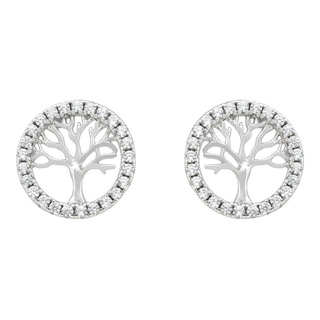 Aretes De Plata .925 Del Árbol De La Vida Con Zirconias Aretes De Plata .925 Del Árbol De La Vida Con Zirconias