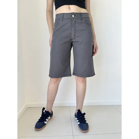 Bermuda Rayada Mujer De Gabardina Marca Loca