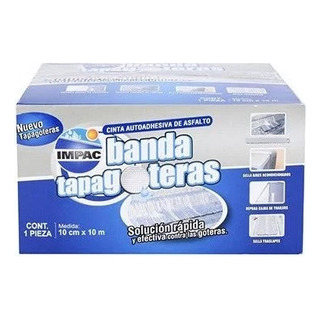 Rollo De Banda Tapagotera Impac 10 Cm X 10 Ml Plata Rollo De Banda Tapagotera Impac 10 Cm X 10 Ml Plata
