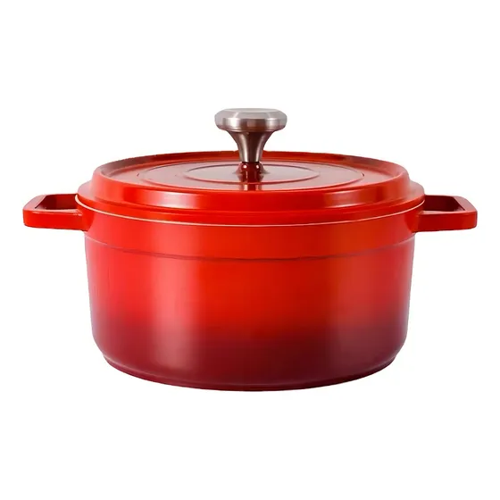 Olla Cacerola Cazuela Esmaltada Con Tapa Color Rojo
