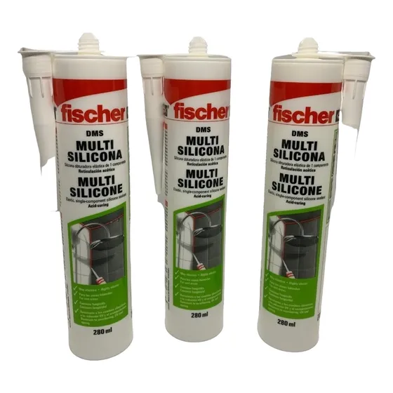  Sellador Silicona Acetica Transparente Fischer X 280ml X 3 