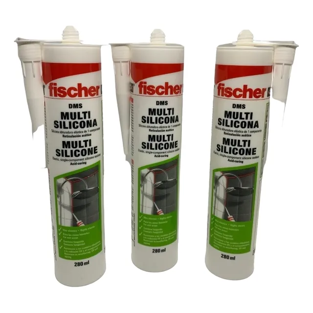  Sellador Silicona Acetica Transparente Fischer X 280ml X 3 