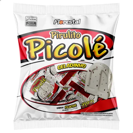 Pirulito Picolé Geladinho Sabor Flocos 550g 50 Un Florestal