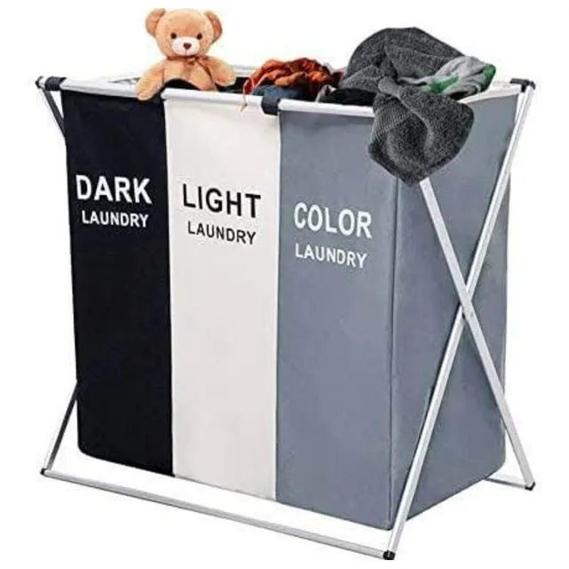 Cesto De Ropa De 3 Divisiones Plegable Para Lavanderia Y Mas