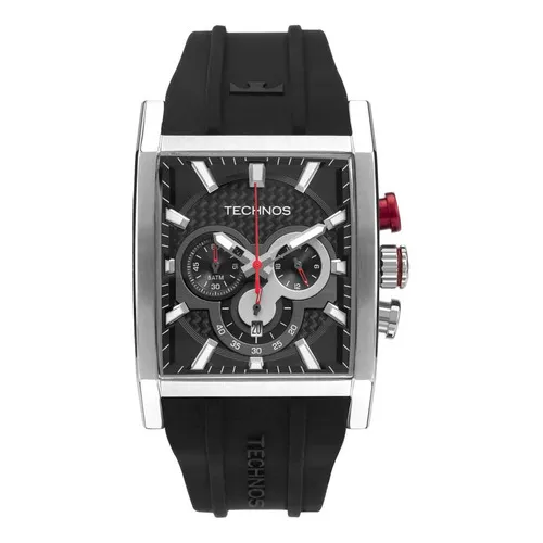 Relógio Technos Masculino Ts Carbon Crono Os2aaf/1x Cor da correia Preto Cor do bisel Prateado Cor do fundo Preto